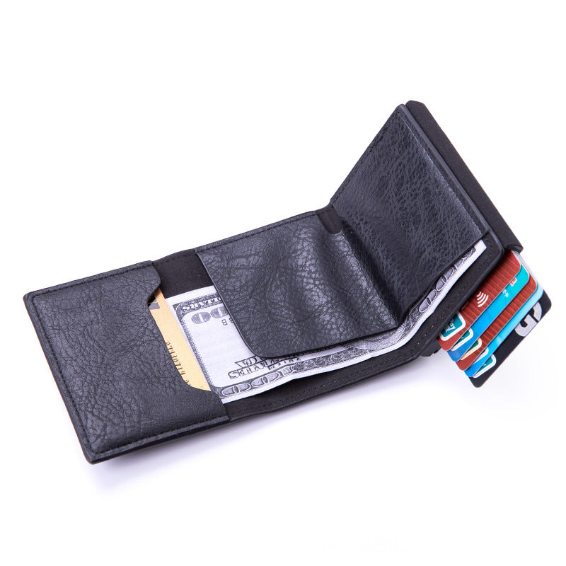Side-push pop-out anti-theft multi-layer wallet