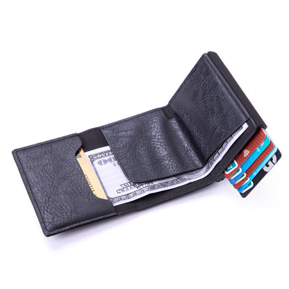 Side-push pop-out anti-theft multi-layer wallet