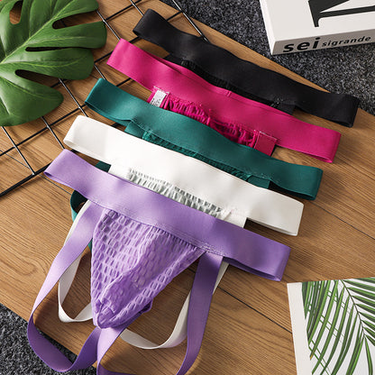 3-pcs Men's Ice Silk Low-Rise Backless Underwear