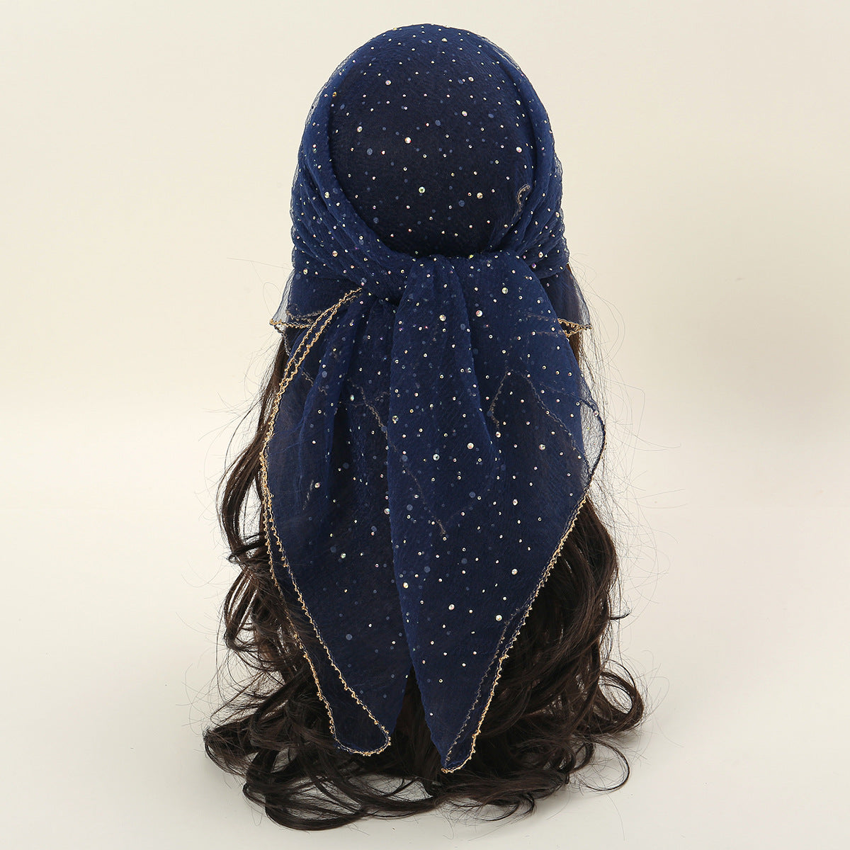 Women's 80cm Rhinestone Square Scarf – Elegant & Fashionable Silk-Like Scarf