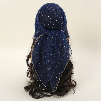 Women's 80cm Rhinestone Square Scarf – Elegant & Fashionable Silk-Like Scarf