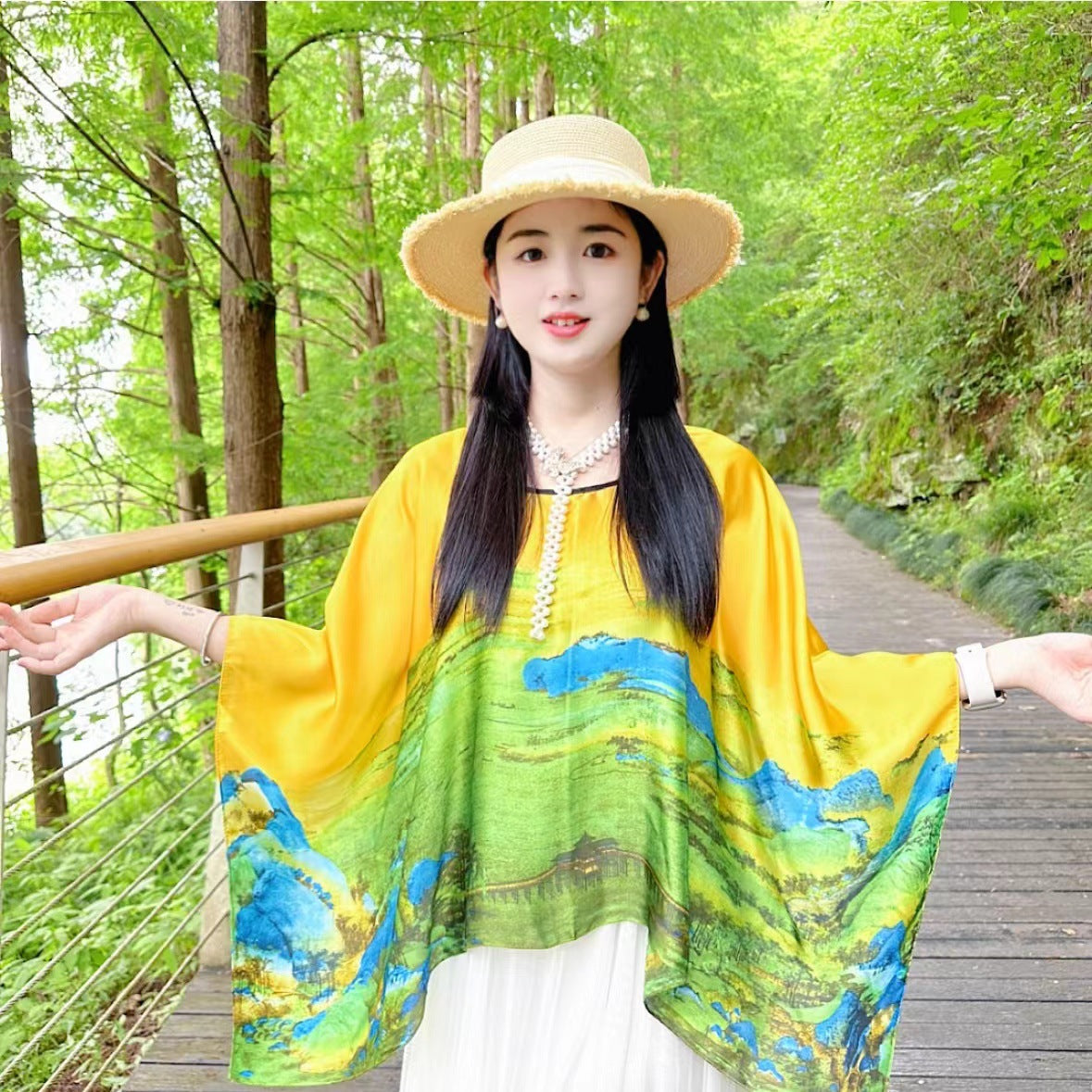 Women’s Satin Printed Shawl