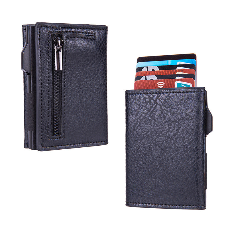 Side-push pop-out anti-theft multi-layer wallet