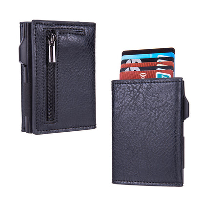 Side-push pop-out anti-theft multi-layer wallet