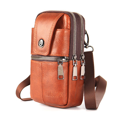 Multifunctional Genuine Leather Multi-layer Crossbody Bag/ Waist Bag