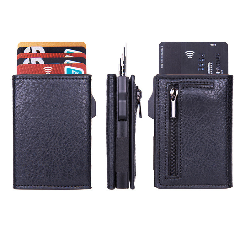Side-push pop-out anti-theft multi-layer wallet