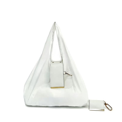 Transformable Bag – Stylish PU with nylon fabric Tote and Keychain Charm