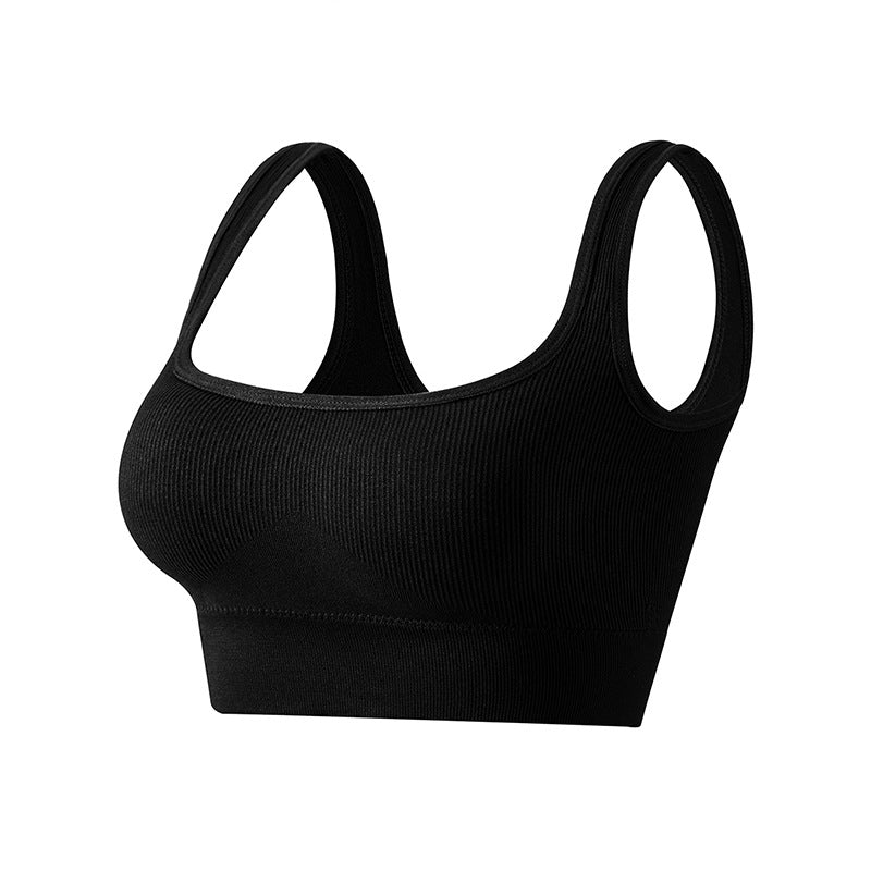 Wire-free Shock-absorbing Breathable Vest-style Bra With Pad