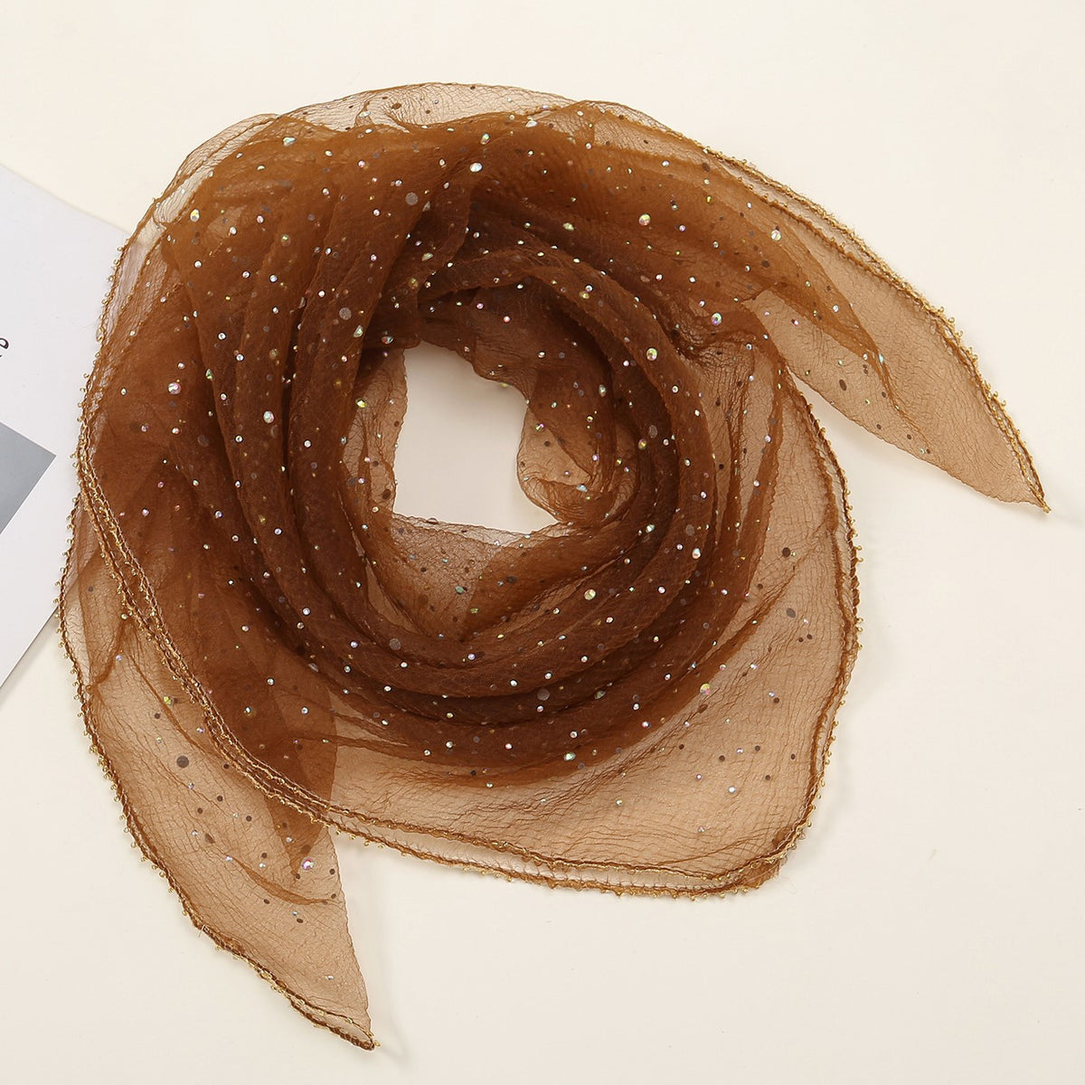 Women's 80cm Rhinestone Square Scarf – Elegant & Fashionable Silk-Like Scarf