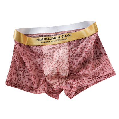 Men's Lightweight Leopard Print Mesh Boxer Briefs
