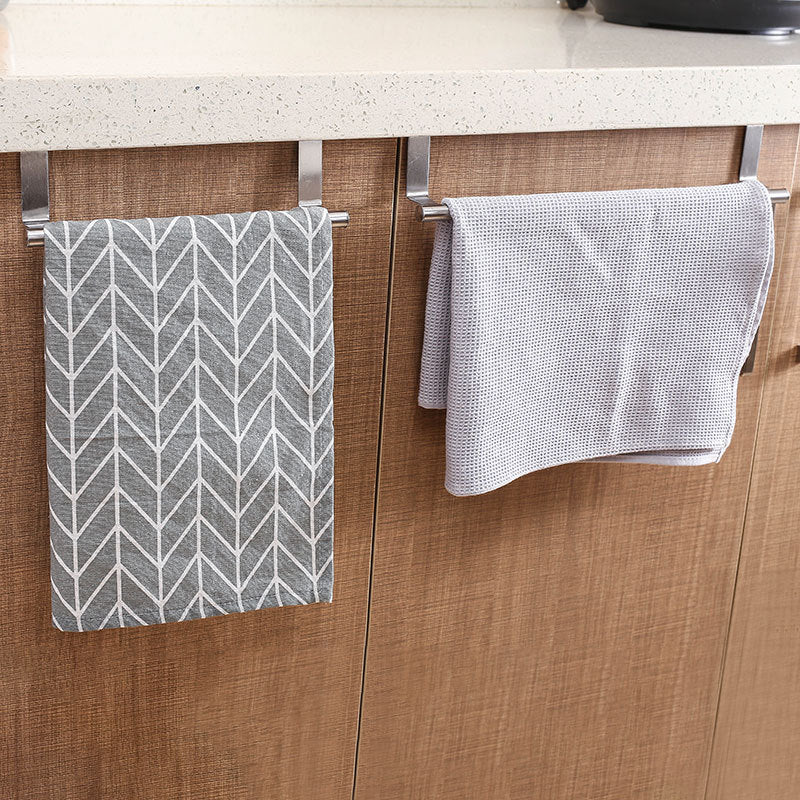 No-Drill Stainless Steel Towel Bar – Over Cabinet Door Towel Holder for Kitchen & Bathroom