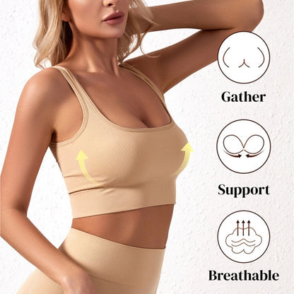 Wire-free Shock-absorbing Breathable Vest-style Bra With Pad