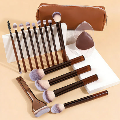 17 makeup brush sets + 1 makeup bag + 2 cushion compact sets