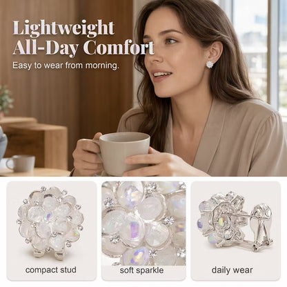 Elegant Sparkling Flower Crystal Electroplated Stud Earrings