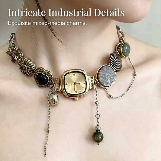 Statement Watch Button Necklace