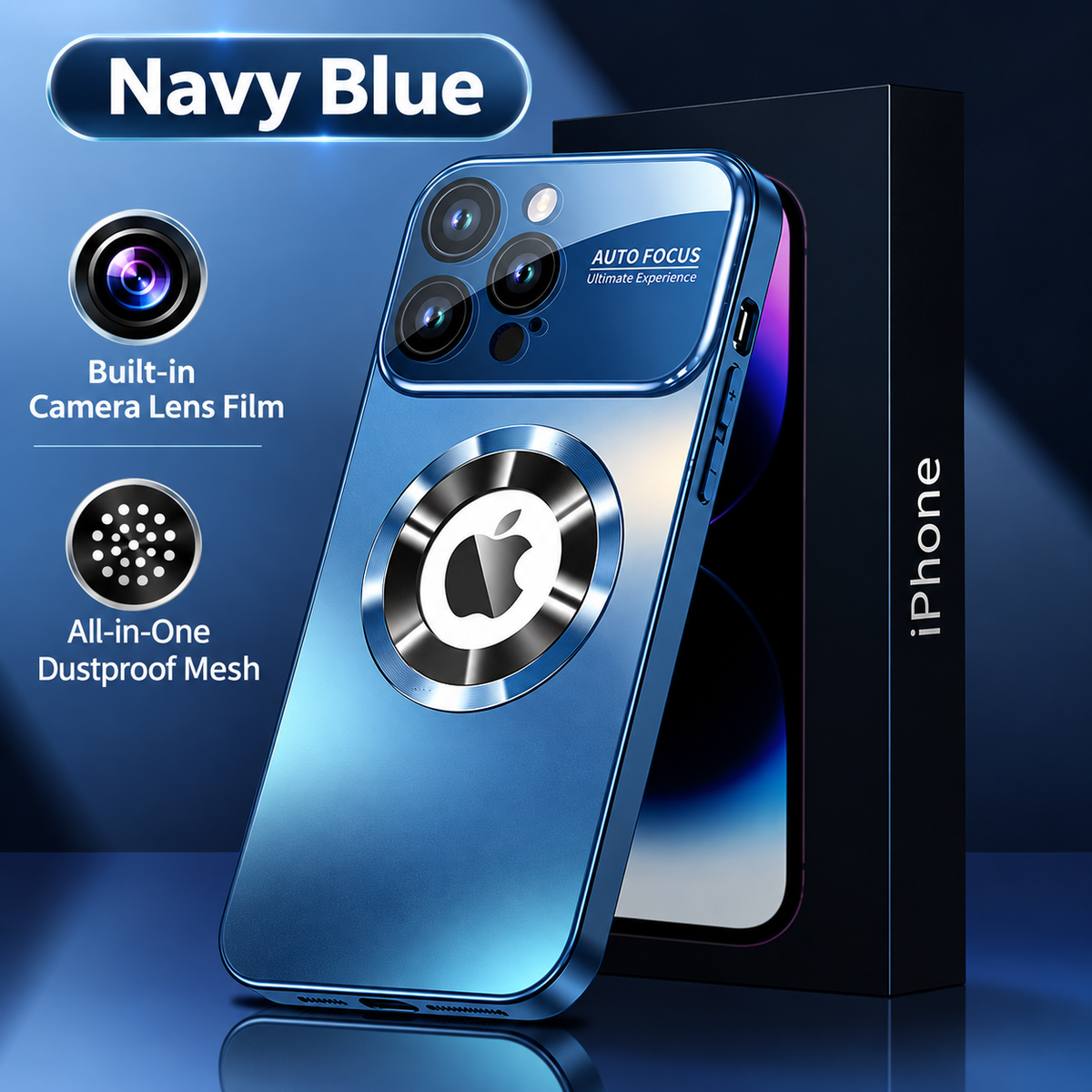 Magnetic iPhone Case with Large Camera Window, Built-in Lens Protector & Dustproof Mesh