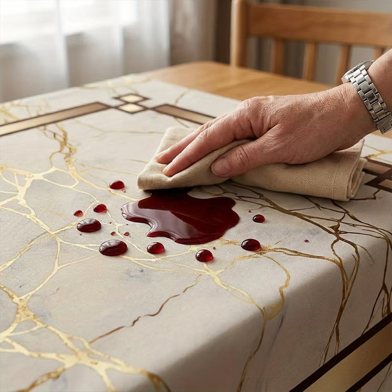 Luxurious Waterproof Marble-Print Tablecloth