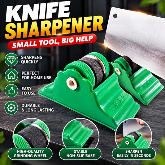 Compact Double-Wheel Knife Sharpener with Non-Slip Base