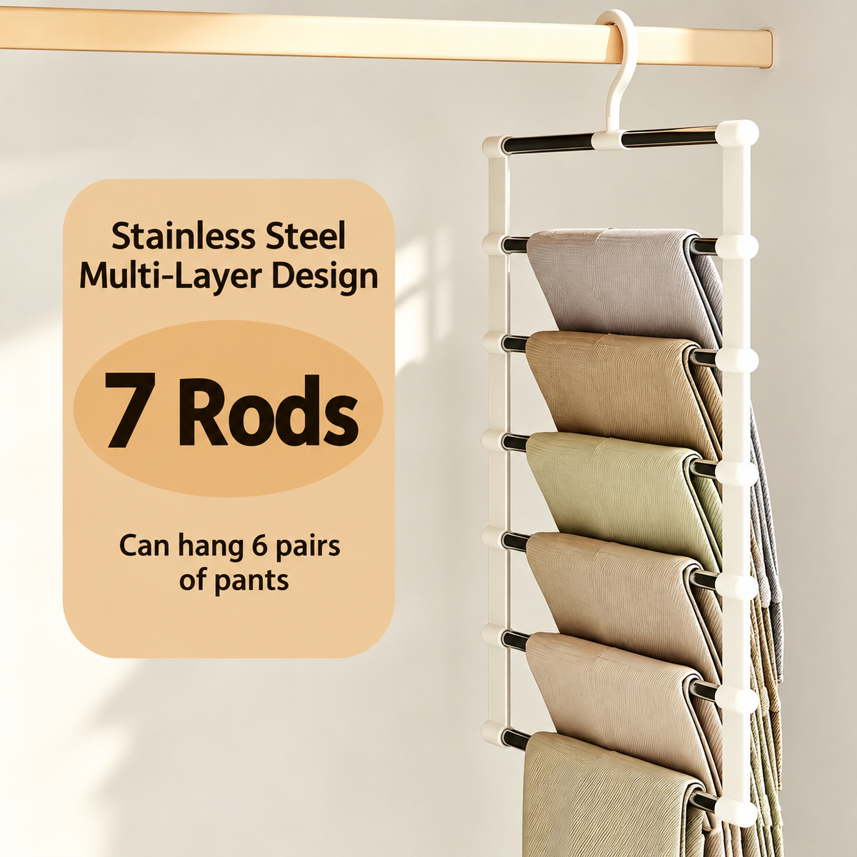 Foldable Multi-Tier Pants Hanger – Space-Saving Clothes Drying Rack & Storage Organizer