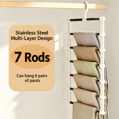 Foldable Multi-Tier Pants Hanger – Space-Saving Clothes Drying Rack & Storage Organizer