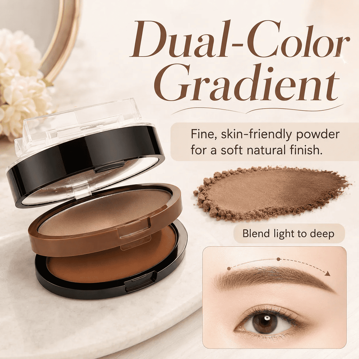 Waterproof sweatproof double-layer dual-color stamp eyebrow powder