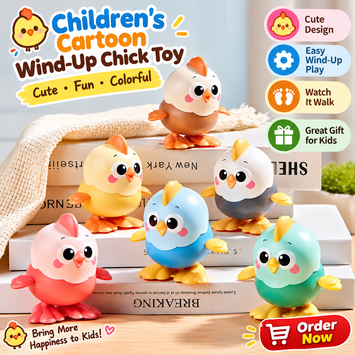 Kids’ Cartoon Wind-Up Chick Toy – Fun Educational Parent-Child Interactive Toy