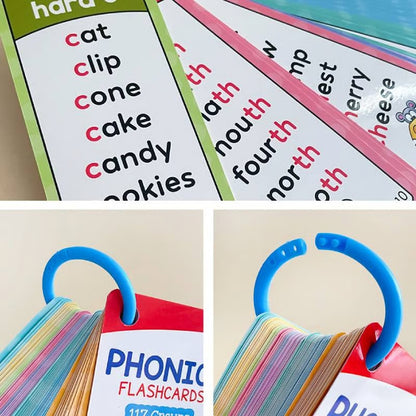 Phonics Flashcards, 117 Phoneme Combinations, 900+ Rhyming Words, Explore English Happily Before School!