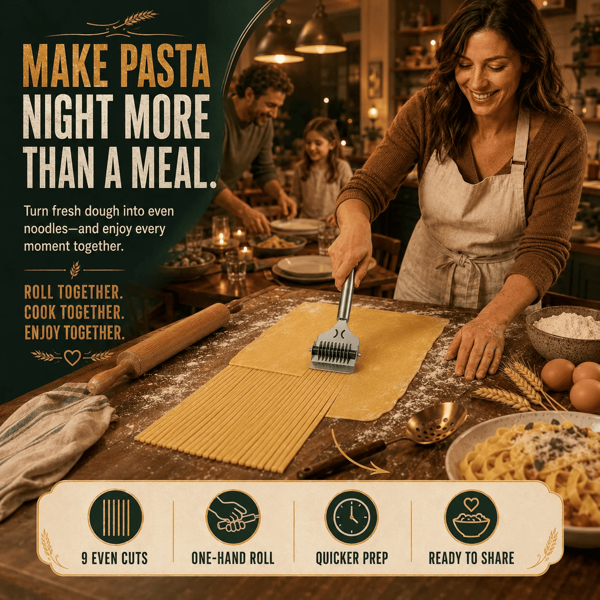 Stainless steel nine-wheel roller noodle cutter