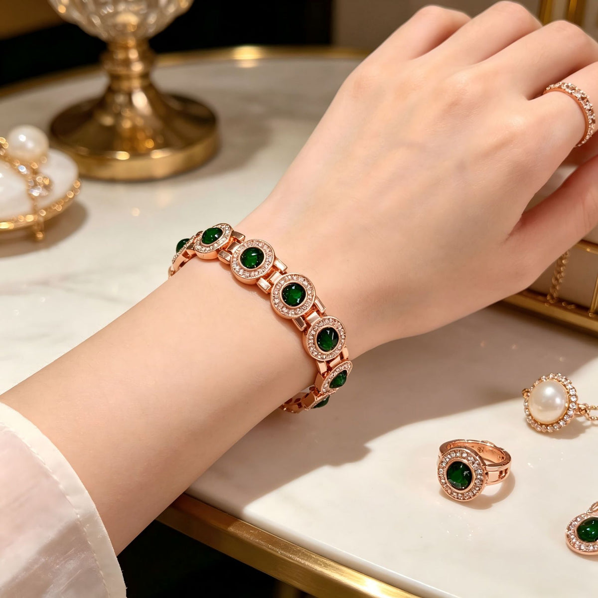 Zircon and Diamond Magnetic Bracelet - Luxurious and Elegant
