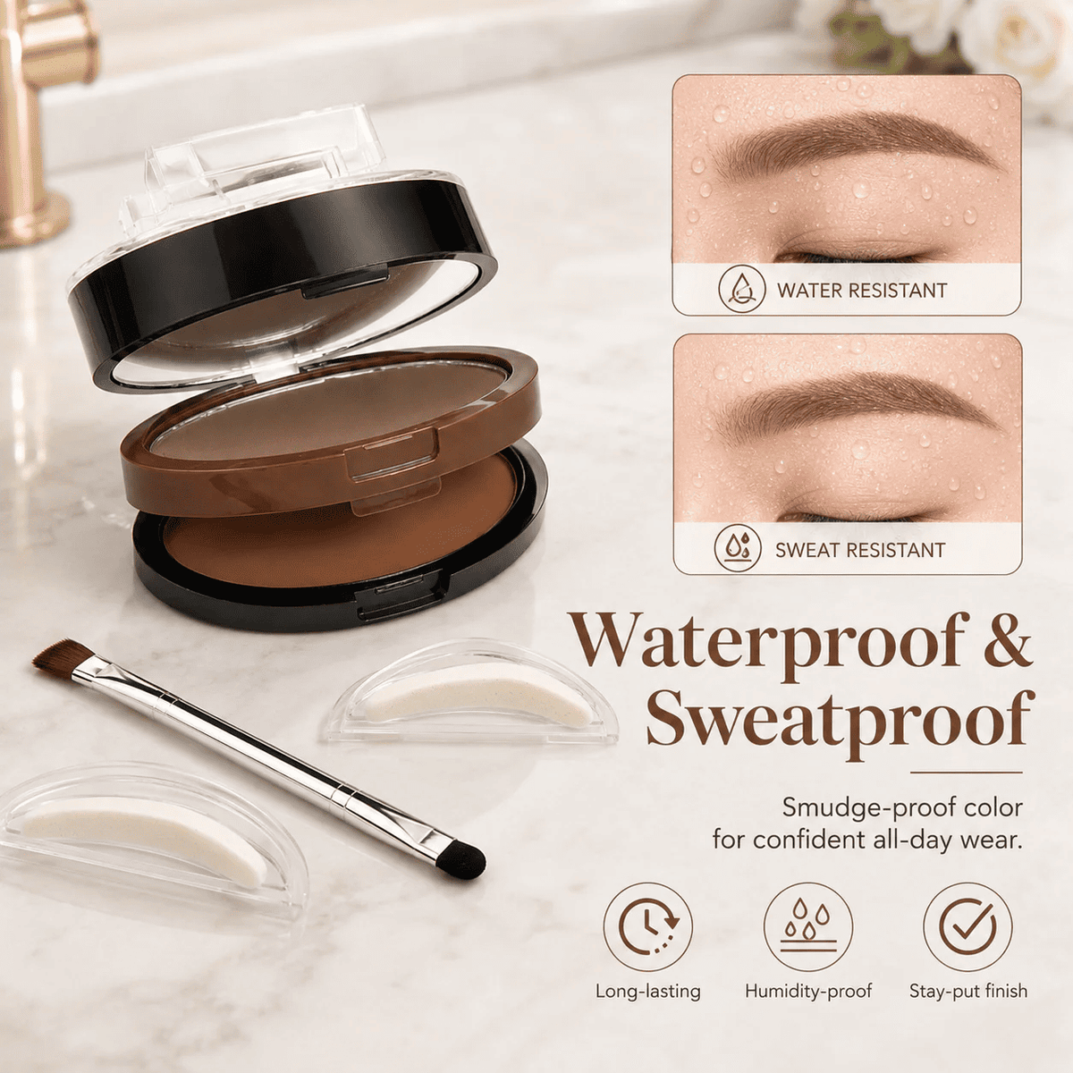 Waterproof sweatproof double-layer dual-color stamp eyebrow powder