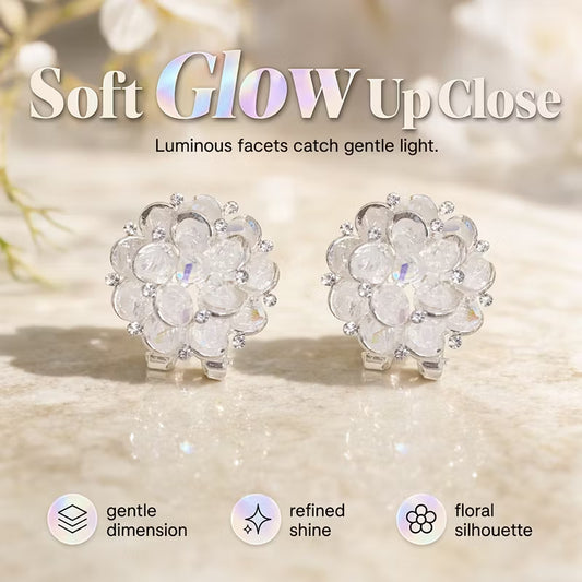 Elegant Sparkling Flower Crystal Electroplated Stud Earrings