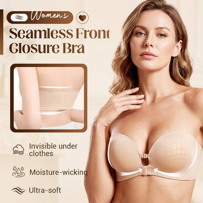 Seamless Front Fastening Bra With Adjustable Shoulder Straps