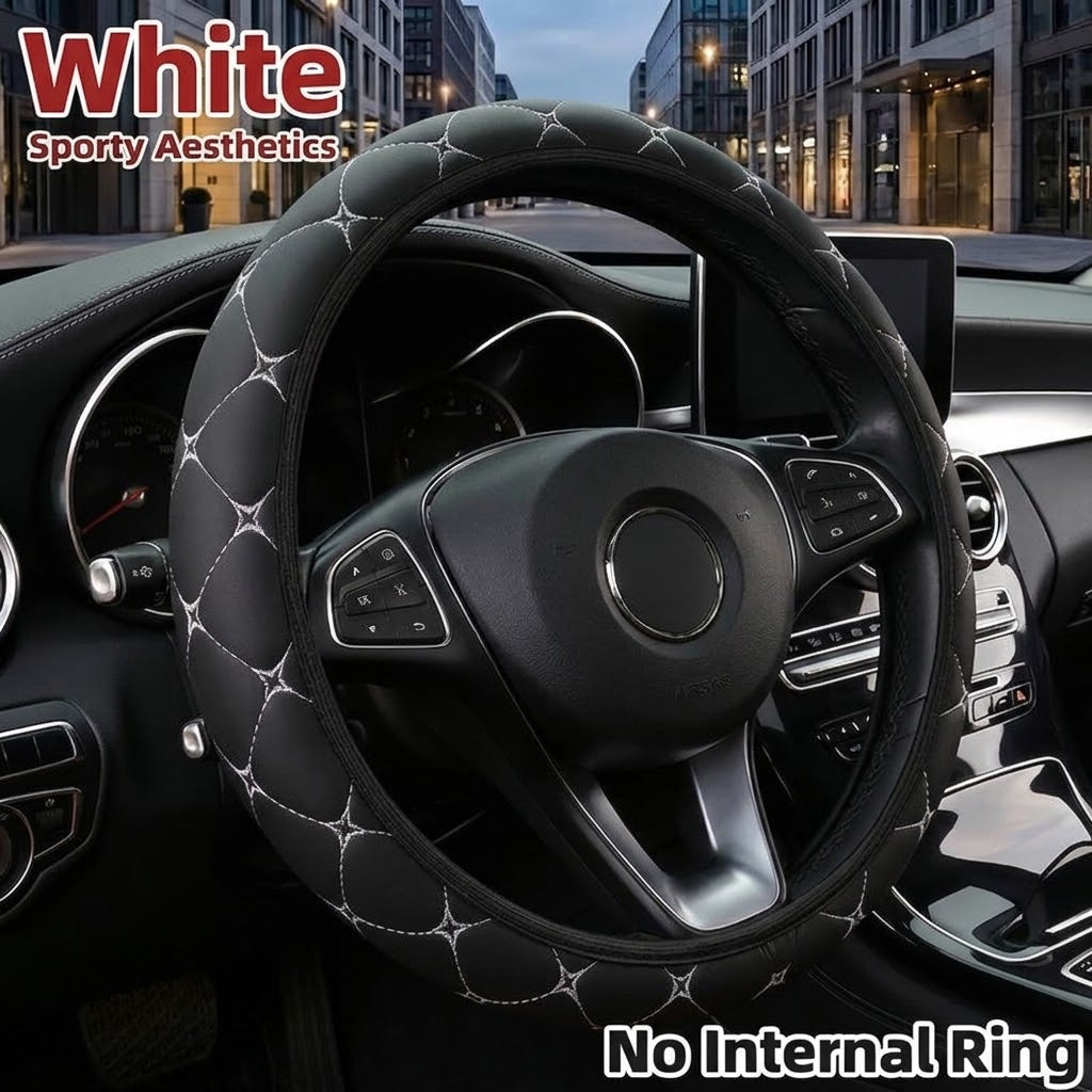 Faux leather car steering wheel cover