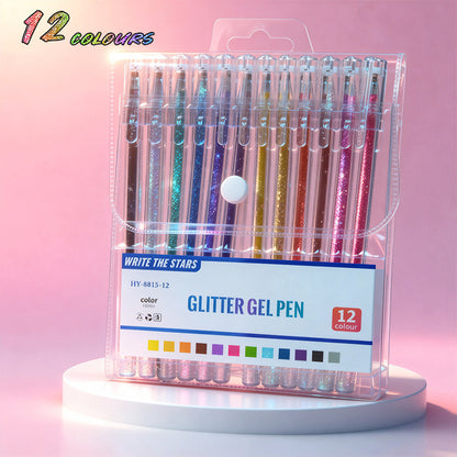 12 Packs Glitter Gel Pens – Sparkly Ink, Smooth Writing for Journaling & Card Making