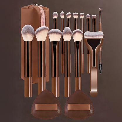 17 makeup brush sets + 1 makeup bag + 2 cushion compact sets