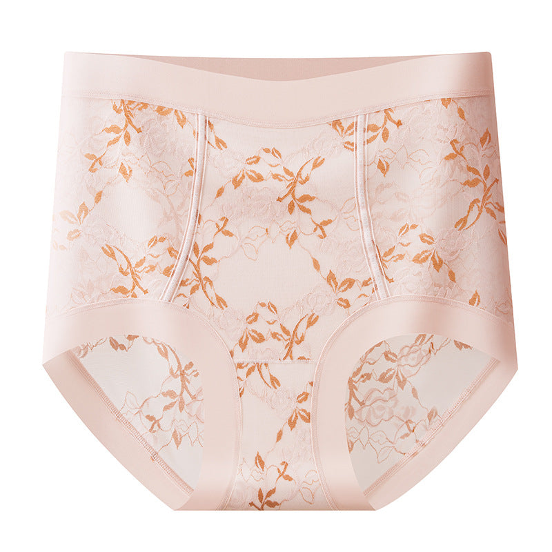 Women's 10A Antibacterial Mulberry Silk Lace High Waist Slimming Panties
