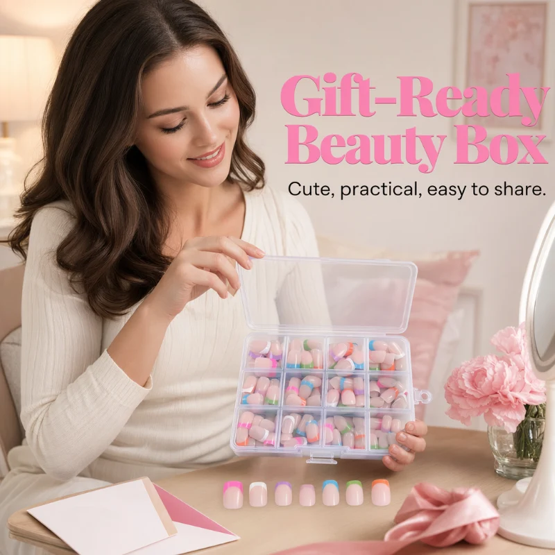 Color Pop Press-On Artificial Nails Set with 288 Pieces