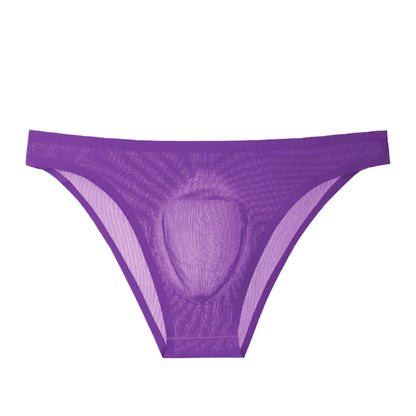 Men's Ribbed Ice Silk Low-Rise Briefs