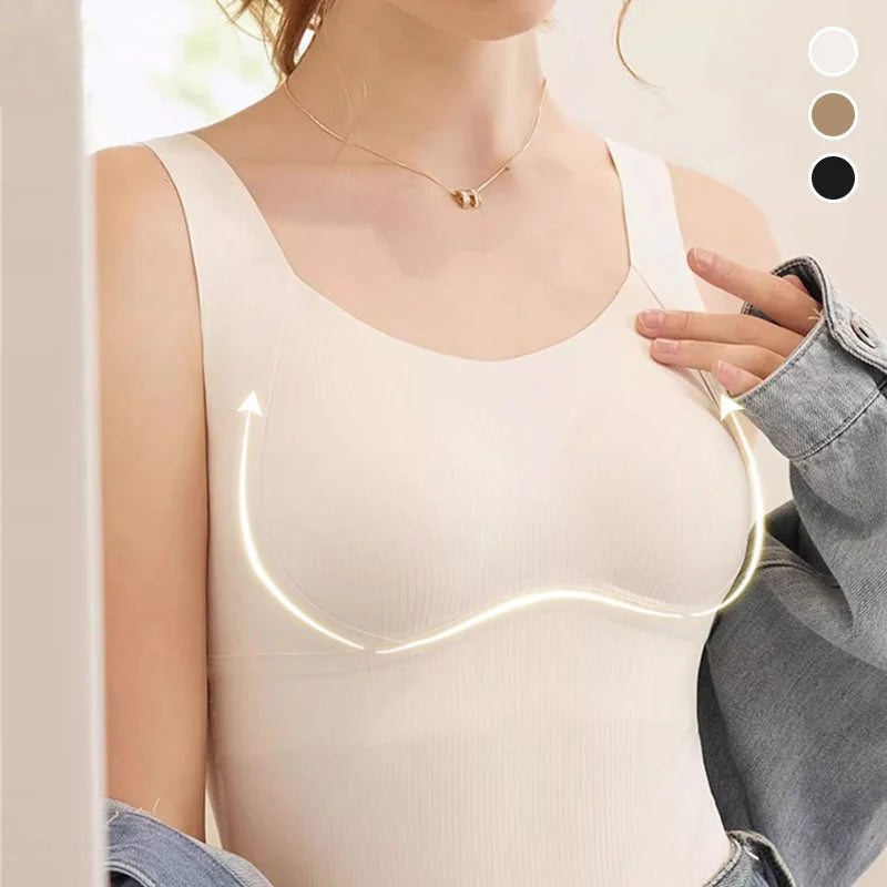 Women’s Plus-Size Warm Padded Camisole – Built-In Bra Thermal Base Layer for Fall & Winter