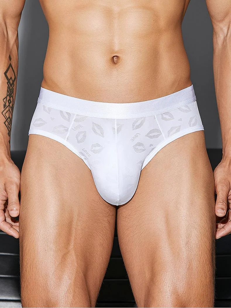 Men’s Sexy Lightweight Lip Print Briefs