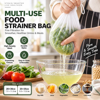 【5 Pcs】Fine Mesh Drawstring Strainer Bag