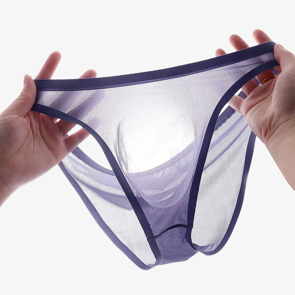 Men's Ribbed Ice Silk Low-Rise Briefs