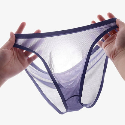 Men's Ribbed Ice Silk Low-Rise Briefs