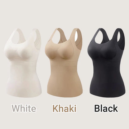 Women’s Plus-Size Warm Padded Camisole – Built-In Bra Thermal Base Layer for Fall & Winter