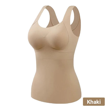 Women’s Plus-Size Warm Padded Camisole – Built-In Bra Thermal Base Layer for Fall & Winter