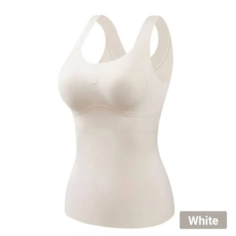 Women’s Plus-Size Warm Padded Camisole – Built-In Bra Thermal Base Layer for Fall & Winter