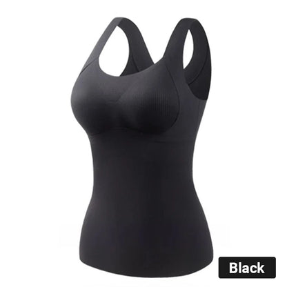 Women’s Plus-Size Warm Padded Camisole – Built-In Bra Thermal Base Layer for Fall & Winter