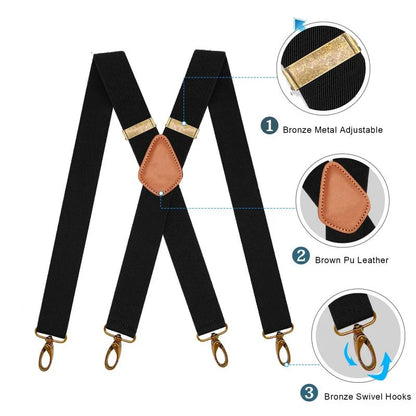High Quality——Men's X-Back Suspenders with Hook Clips