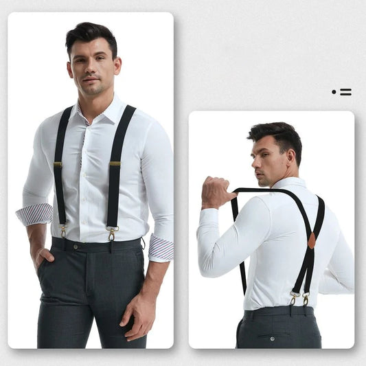 High Quality——Men's X-Back Suspenders with Hook Clips