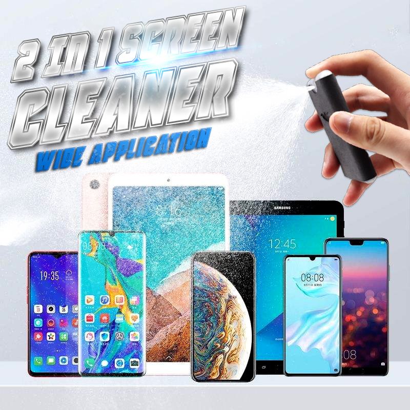 2-in-1 Screen Cleaner & Microfiber Cloth – Portable, Residue-Free, Gentle